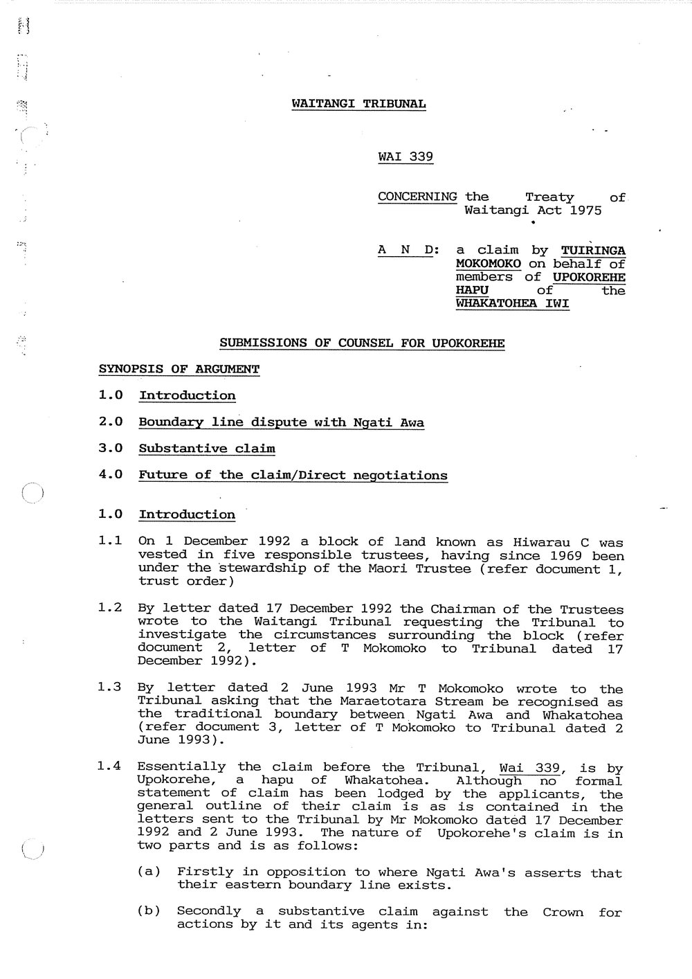 Wai 46_INQ_F003_Submissions of Counsel for Upokorehe