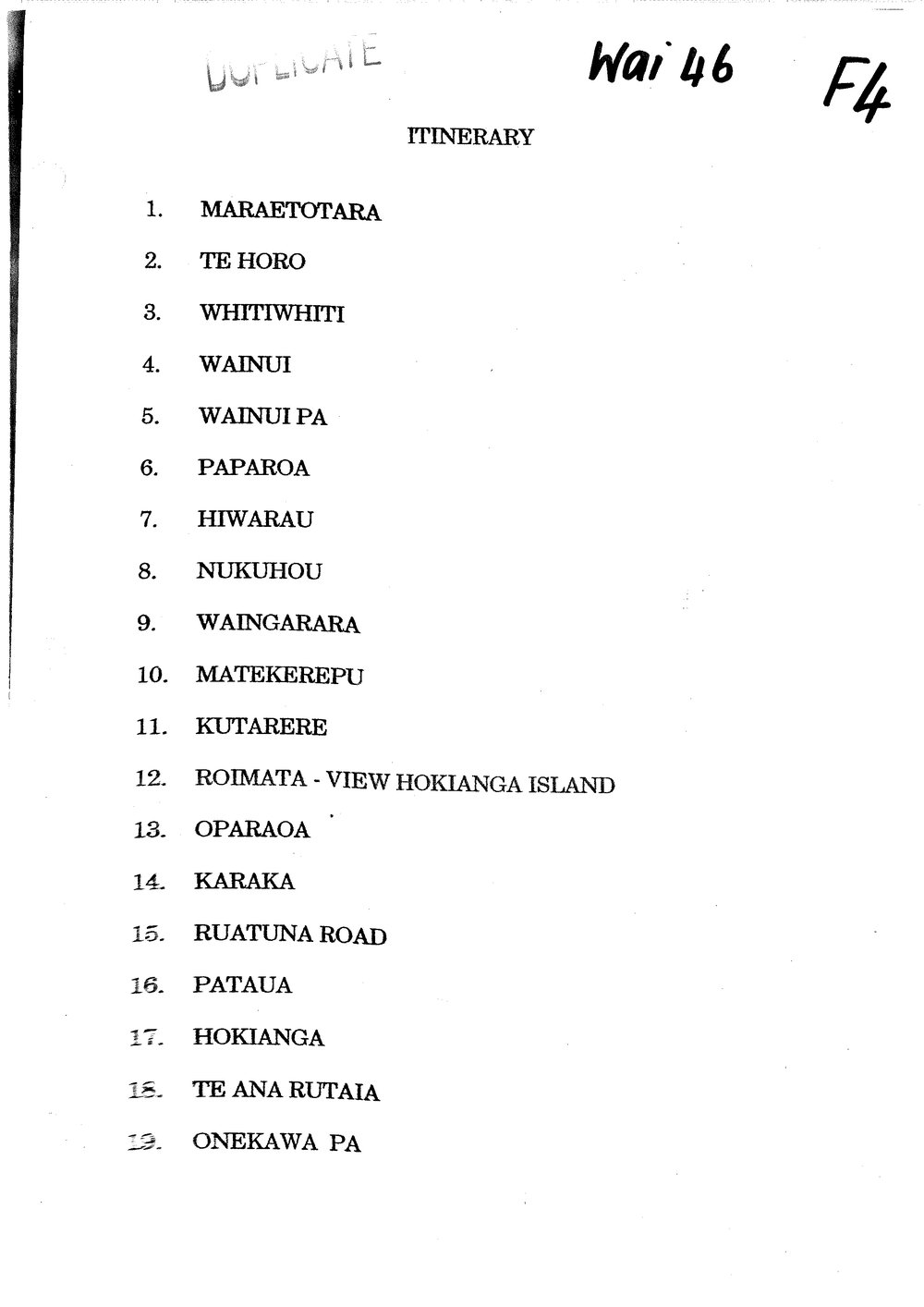 Wai 46_INQ_F004_Itinerary