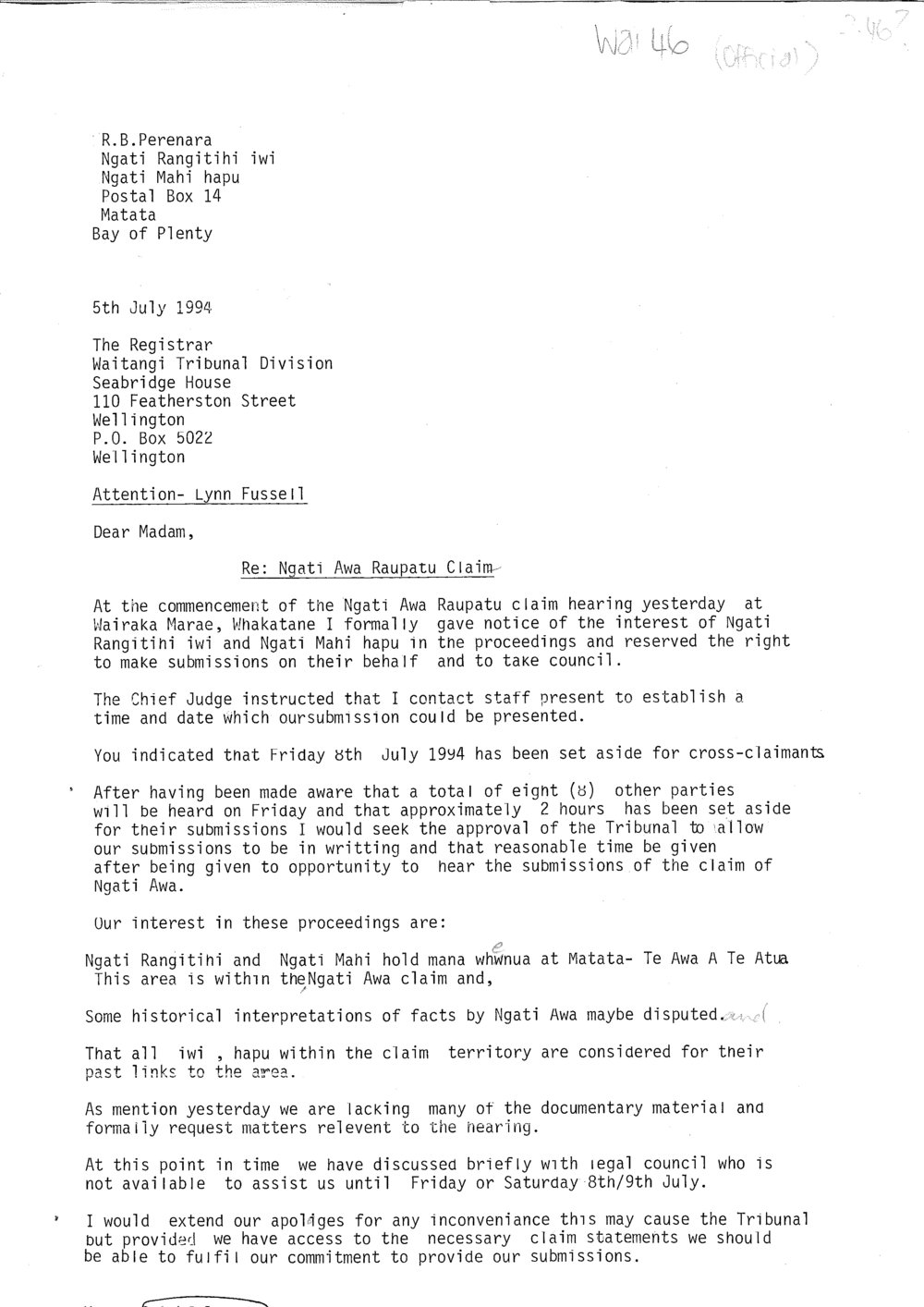 Wai 46_INQ_2.46_Ngati Awa Raupatu Claim 5 July 1994