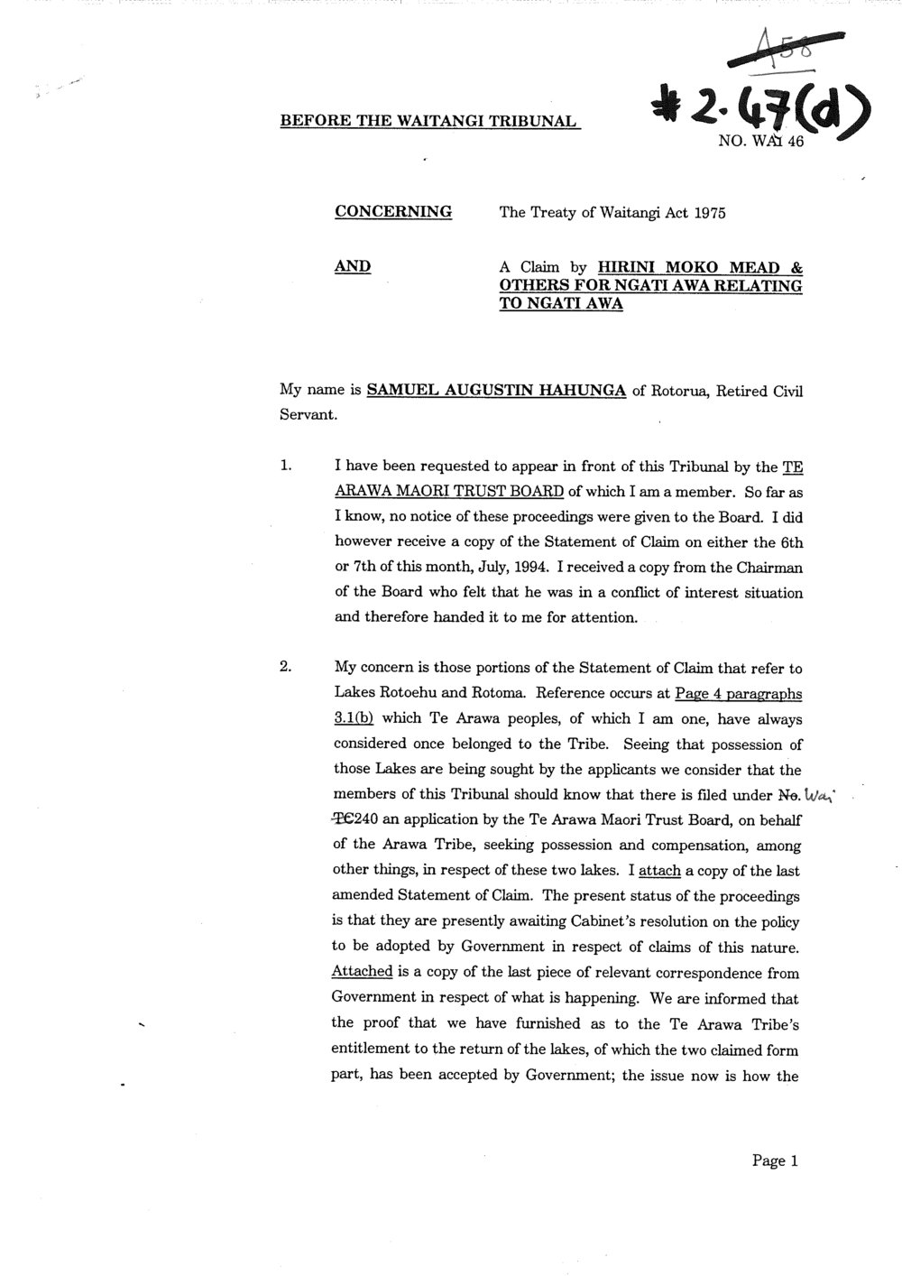 Wai 46_INQ_2.47 (d)_H.M.Mead and others for Ngati Awa relating to Ngati Awa 15 Apr 1994