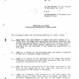 Wai 46_INQ_1.2 Additional Claim RE Rangitaiki Swamp Lands