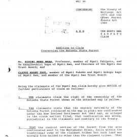 Wai 46_INQ_1.3 (b)_Addition to Claim RE Rotoehu State Forest