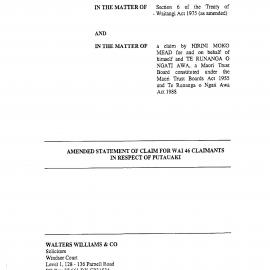 Wai 46_INQ_1.3 (e)_ Ammended Statement of Claim - Putauaki Maunga