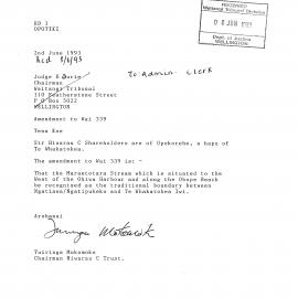 Wai 46_INQ_1.5 (a)_Letter RE Traditional Boundary NgatiAwa, Te Whakatohea, NgatiPukeko
