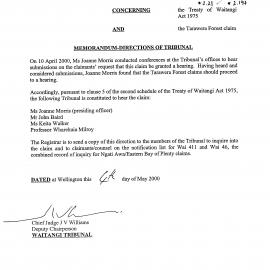 Wai 46_2.197_Memo Tarawera Forest Claims to Proceed to Hearing