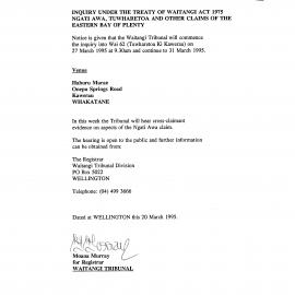 Wai 46_INQ_.74_Inquiry under the TOW Act 1975 RE Ngati Awa,Tuwharetoa and others 20 March 1995