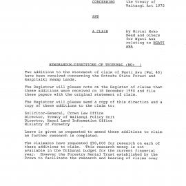 Wai 46_INQ_2.9_Memo - Directions of Tribunal RE A Claim by H.M.Mead for Ngati Awa Claims