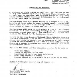 Wai 46_INQ_2.13 (a)_Directions of Tribunal RE T Popata for Whanau-a-Te-Ehutu 1 Aug 1991
