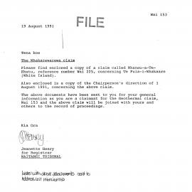 Wai 46_INQ_2.13 (b)_Letter RE Whakarewarewa Claim 19 Aug 1991