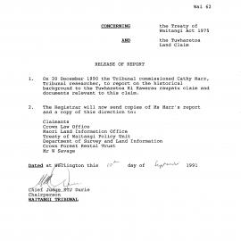 Wai 46_INQ_2.14_Memo Release of Report RE Tuwharetoa Land Claims 10 Feb 1991
