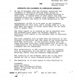 Wai 46_INQ_2.16_Authority for Claimants to Commission Research 16 June 1992