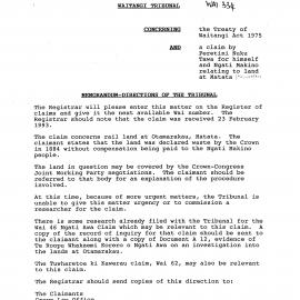 Wai 46_INQ_2.18 (a)_ Memo - Directions of The Tribunal - Rail Land Otamarakau 18 March 1993