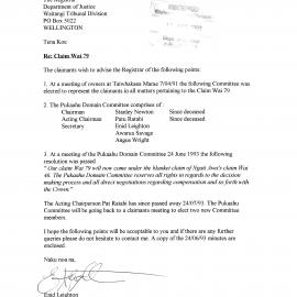 Wai 46_INQ_2.22_Letter RE Wai 79 by Pukaahu Domain Committee