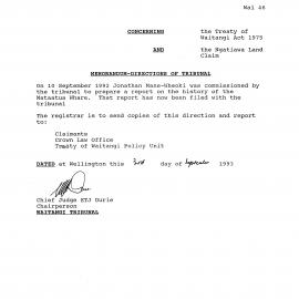 Wai 46_INQ_2.24_Memo - Directions of Tribunal RE Ngati Awa Claims Feb 1994