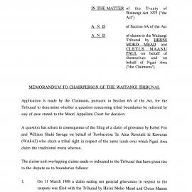 Wai 46_INQ_2.25_Memo to Chairperson of The Waitangi Tribunal