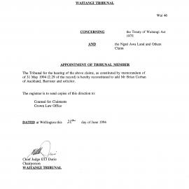 Wai 46_INQ_2.34_Appointment of Tribunal Member 28 June 1994