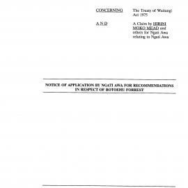 Wai 46_INQ_2.35_Notice of Application by Ngati Awa for Recc in Respect of Rotoehu Forest