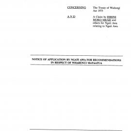 Wai 46_INQ_2.37_Notice of Application by Ngati Awa for Recc in Respect of Wharenui Mataatua 23 June 1994