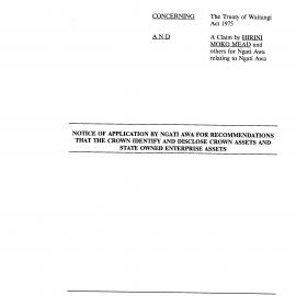 Wai 46_INQ_2.38_Notice of Application by NA for Reccomendations that the Crown Identify and disclose Crown Assets and State Owned Enterprise 28 Jun 1994