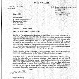Wai 46_INQ_2.40_Letter from DOC RE Ngati Awa Claim 1 July 1994