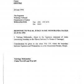 Wai 46_INQ_2.42_Response to Wai 46, Judge Duri Memoranda - 28 June 1994