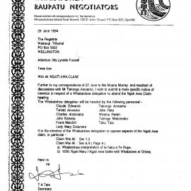 Wai 46_INQ_2.43_Letter Wai 46 Ngati Awa Claim 29 June 1994