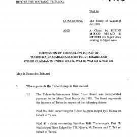 Wai 46_INQ_2.47 (c)_Submission of Counsel on behalf of the Tuhoe-Waikaremoana Maori Trust board and other Claimants under 1994