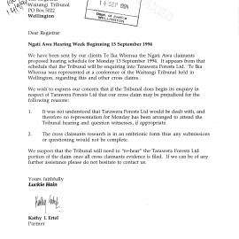 Wai 46_INQ_2.55_Letter RE Ngati Awa Hearing Week Behinning 13 Sep 1994