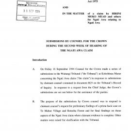 Wai 46_INQ_2.56_Submissions by Counsel for The Crown During the second week of hearing of NA Claim 29 Sep 1994