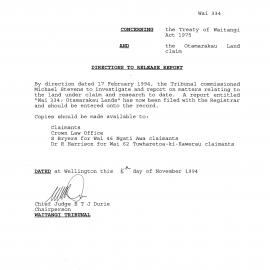 Wai 46_INQ_2.58_Directions to Release Report RE The Otamarakau Land Claim