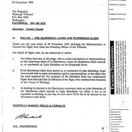 Wai 46_INQ_2.65_Letter RE The Ikawhenua Lands and Waterways Claim