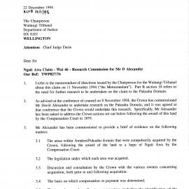 Wai 46_INQ_2.66_Letter RE Ngati Awa Claim - Research Commission