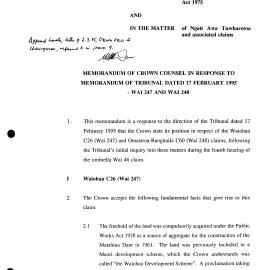Wai 46_INQ_2.81_Memo of Crown counsel in Response to Memo of Tribunal RE Ngati Awa & associated claims