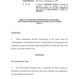Wai 46_INQ_2.98_Reply to opening submissions of counsel for Tuhoe-Waikaremoana Maori Trust Board 6 June 1995