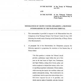 Wai 46_INQ_2.109_Memo of Crown Counsel RE P Interim Report by The Waitangi Tribunal