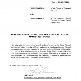 Wai 46_INQ_2.119_Memo of Counsel for Tuhoe-Waikaremoana M Trust Board 10 Aug 1995