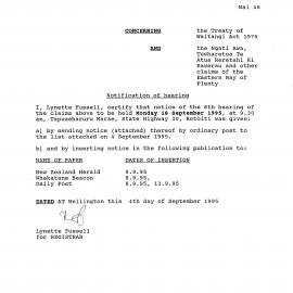 Wai 46_INQ_2.126_Memo Notification of Hearing - 8th hearing dated 4 Sep 1995