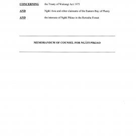 Wai 46_INQ_2.128_Memo of Counsel for Ngati Pikiao RE the interests of Ngati Pikiao in Rotoehu Forest