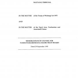 Wai 46_INQ_2.130_Memo of Counsel for Tuhoe-Waikaremoana Maori Trust Board