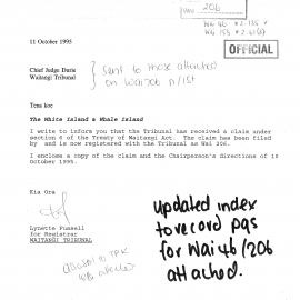 Wai 46_INQ_2.135_Letter RE The White Island and Whale Island