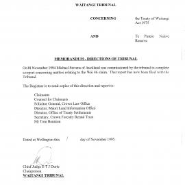 Wai 46_INQ_2.146_Memo Directions of Tribunal -Te Putere Native Reserve