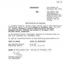 Wai 46_INQ_2.147_Notice of hearing RE Ngati Awa, Tuwharetoa, Te Atua Reretahu ki Kawerau Claims