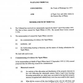 Wai 46_INQ_2.151_Memo of Tribunal RE Ngati Awa and other claims in the EBOP 13 November 1995
