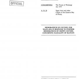 Wai 46_INQ_2.154_Memo of Counsel for Ngati Awa in Response to further memo of crown counsel concerning RAUPATU