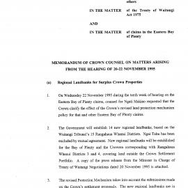 Wai 46_INQ_2.159_Memo of Crown Counsel on Matters arising from the hearing of 20-22 Nov 1995