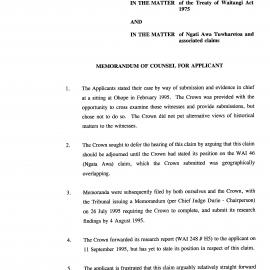 Wai 46_INQ_2.160_Memo of Counsel for Applicant Ngati Awa Tuwharetoa & associated claims