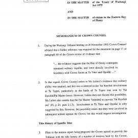 Wai 46_INQ_2.166_Memo of Crown Counsel - hostilities with Crown forces at Te Teko and Opotiki