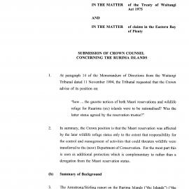 Wai 46_INQ_2.174_Submissions of Crown Counsel Concerning the Rurima Islands 9 April 1996