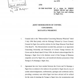 Wai 46_INQ_2.177_Joint Memo of Counsel Concerning the Mataatua Wharenui 12th of September 1996