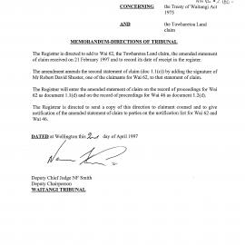 Wai 46_INQ_2.180_Memo Directions of Tribunal re Tuwharetoa Land Claim